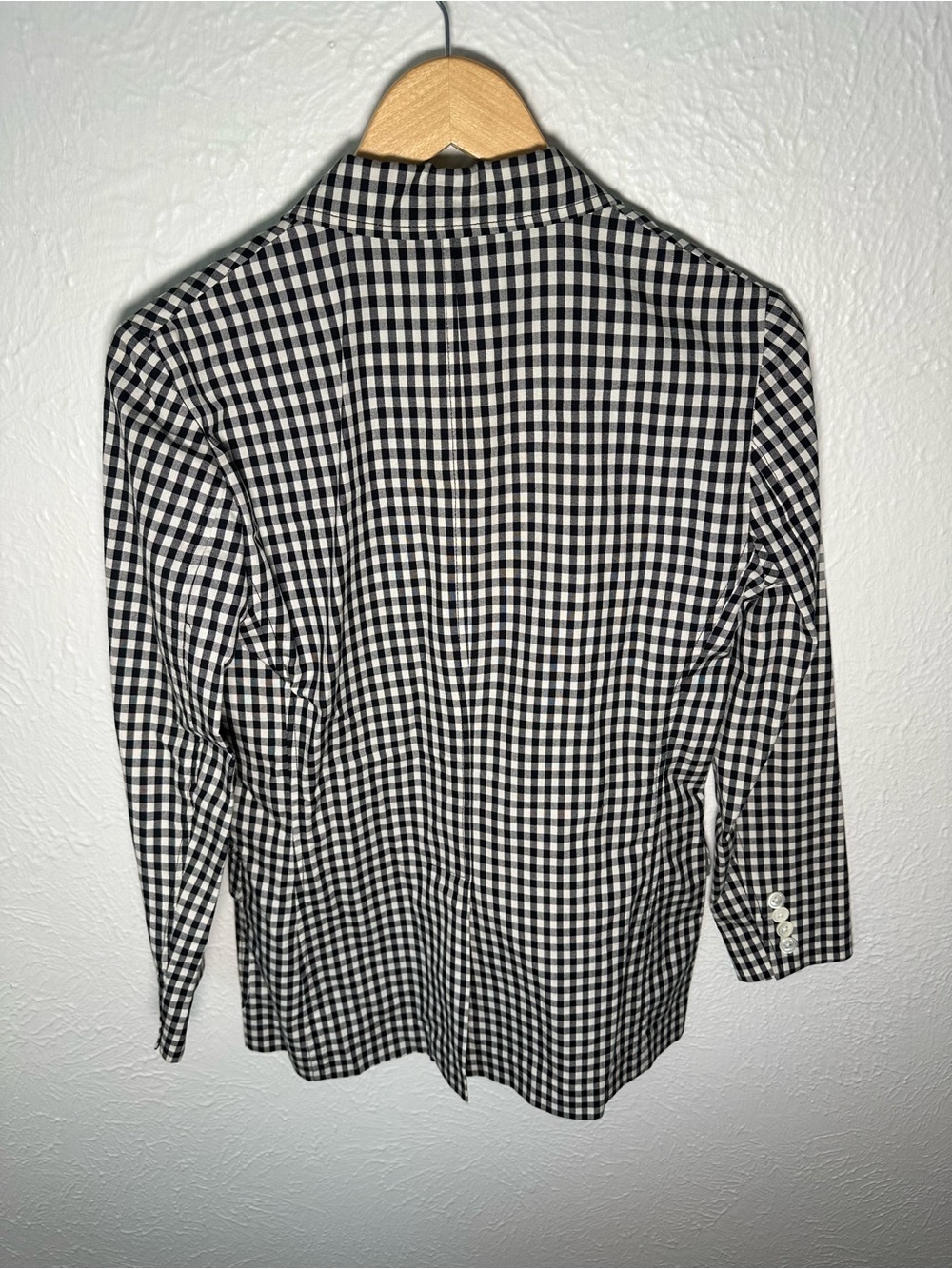 Ralph Lauren Womens 2 Black White Gingham Cotton Blazer Preppy Jacket - Picture 7 of 9